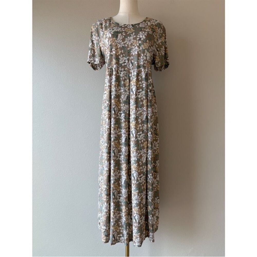 Oh! Mamma 90s green & beige floral maxi dress - Picture 2 of 7